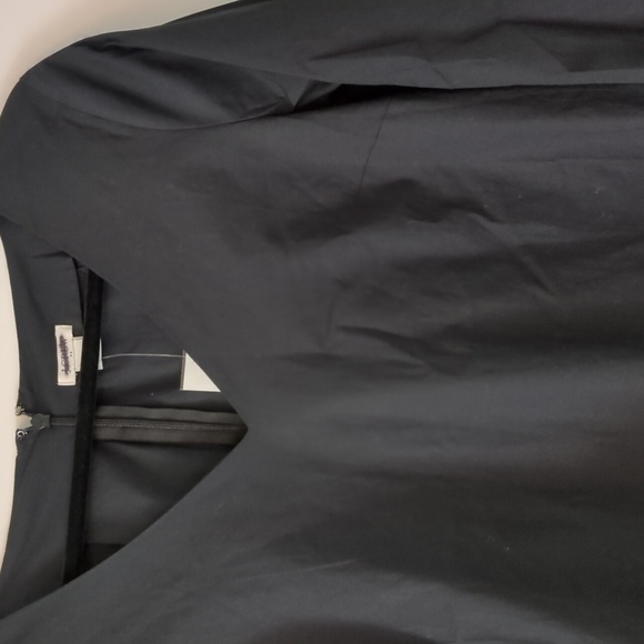 J Crew Black Flutter sleeves Shift V Neck Poplin dress Sz 10 LBD Minimalist - Picture 4 of 7